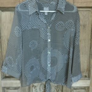 Blouse sheer Brown and white design